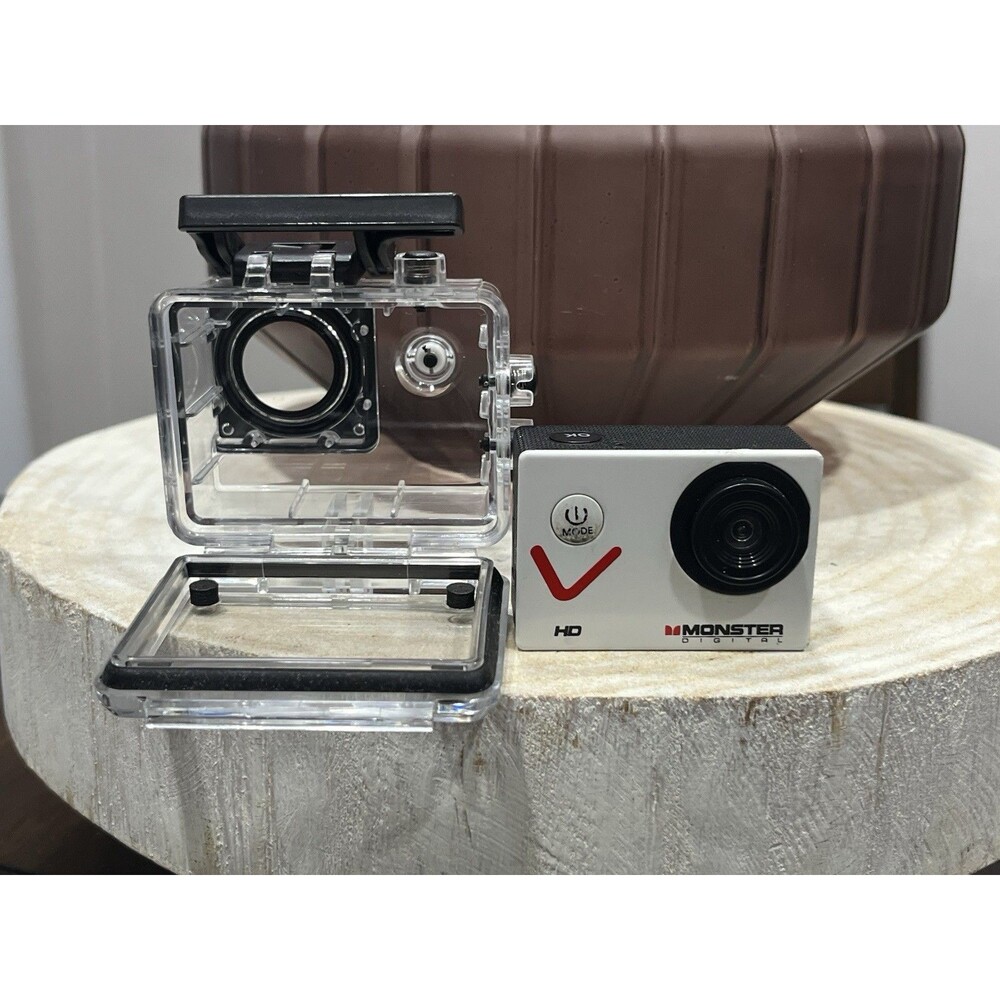 Monster Digital Action Camera White HD Sports Cam w/ Clear Waterproof Housing
